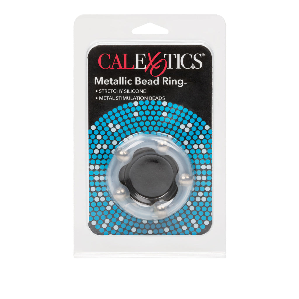 Rings! Metallic Bead Ring Silicone Cock Ring - Clear