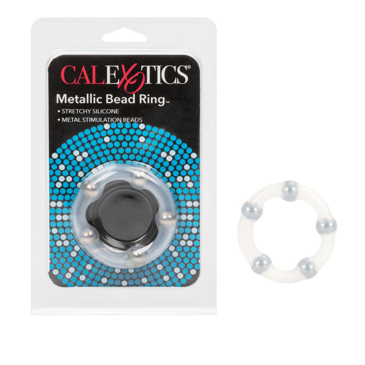 Rings! Metallic Bead Ring Silicone Cock Ring - Clear
