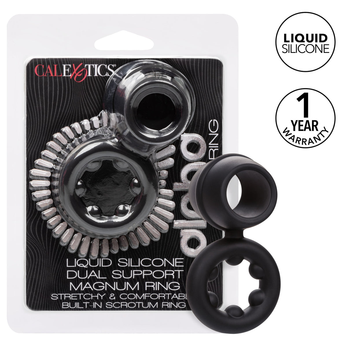 Alpha Liquid Silicone Dual Magnum Ring - Black