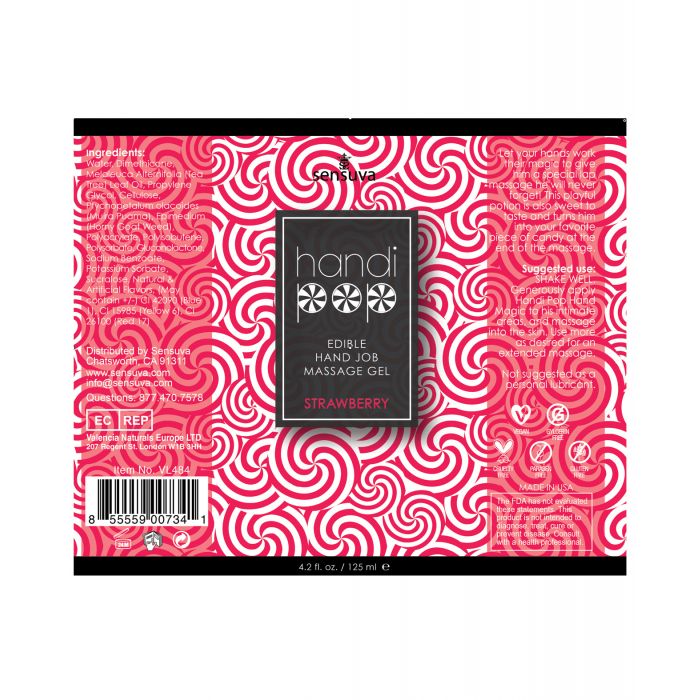 Handipop Flavored Hand Job Massage Gel 4.2 oz - Strawberry