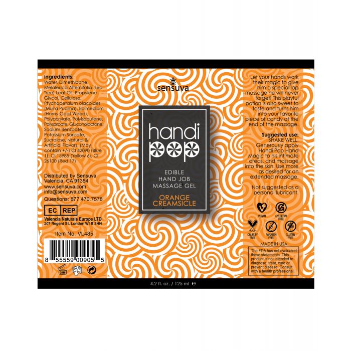 Handipop Flavored Hand Job Massage Gel 4.2 oz - Orange Creamsicle
