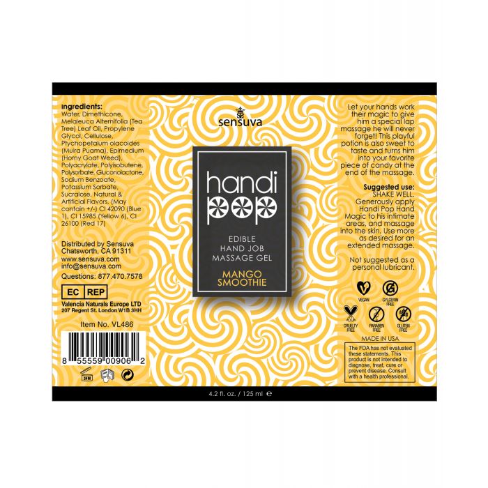 Handipop Flavored Hand Job Massage Gel 4.2 oz - Mango Smoothie