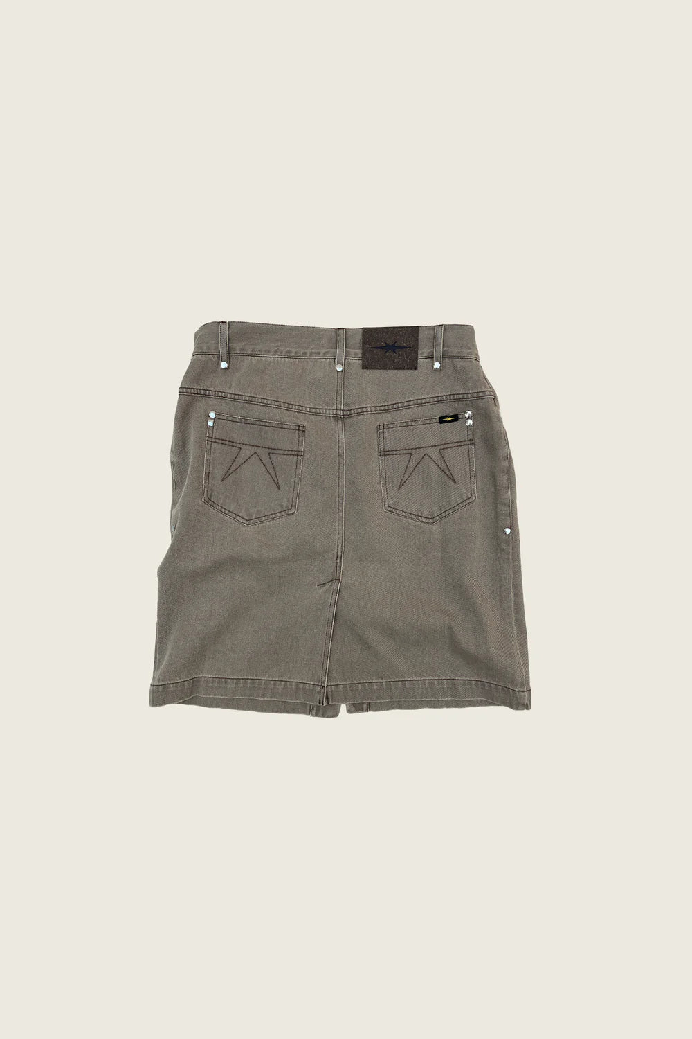 PHIPPS STUD DENIM SKIRT TAUPE