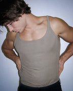 Dominic Albano Ribbed Scoop Neck Tank - Sand