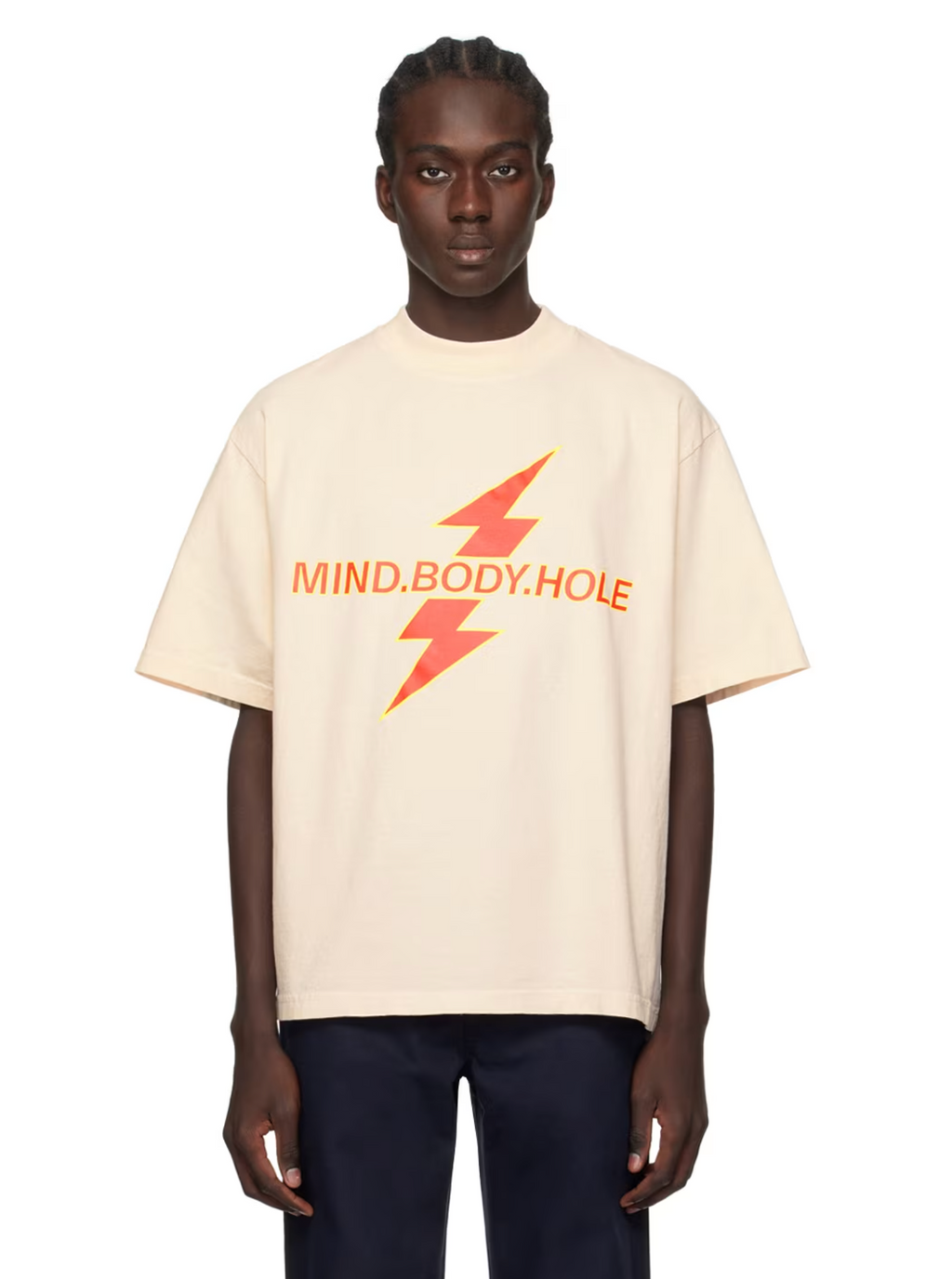 K.INGSLEY Off-White M.B.H Mock Neck Tee