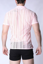 TIMOTEO Sicily Crochet Mesh Shirt - Pink