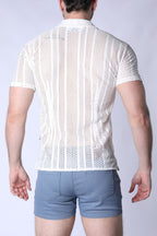 TIMOTEO Sicily Crochet Mesh Shirt - White