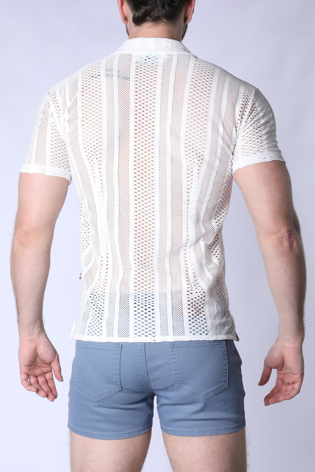 TIMOTEO Sicily Crochet Mesh Shirt - White