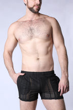 TIMOTEO Sicily Crochet Mesh Short - Black