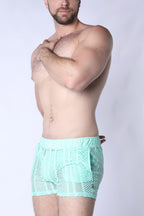 TIMOTEO Sicily Crochet Mesh Short - Turquoise