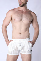 TIMOTEO Sicily Crochet Mesh Short - White