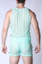 TIMOTEO Sicily Crochet Tank Top - Turquoise