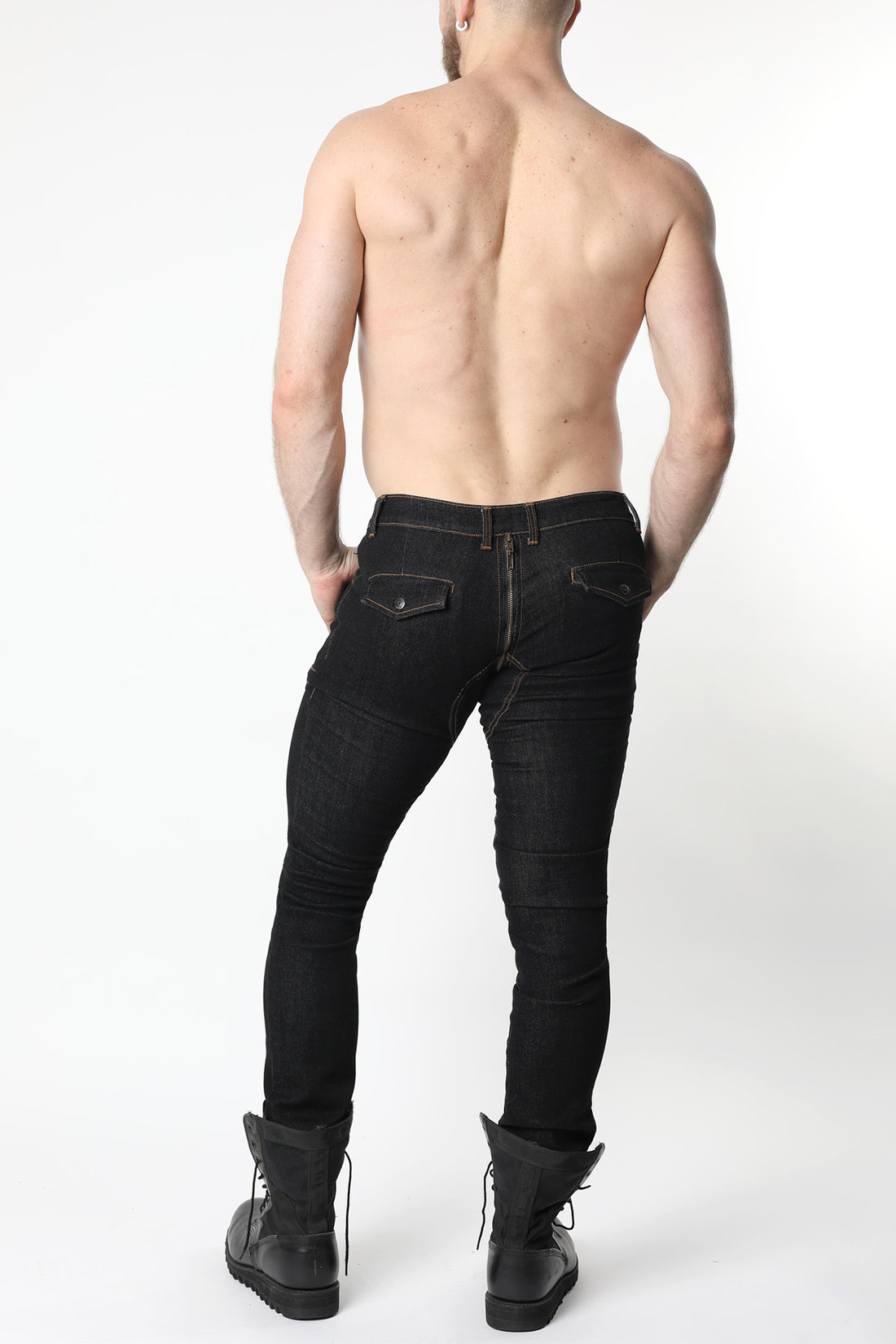 CELLBLOCK 13 SLICK CARPENTER DENIM ZIPPER PANTS - Black