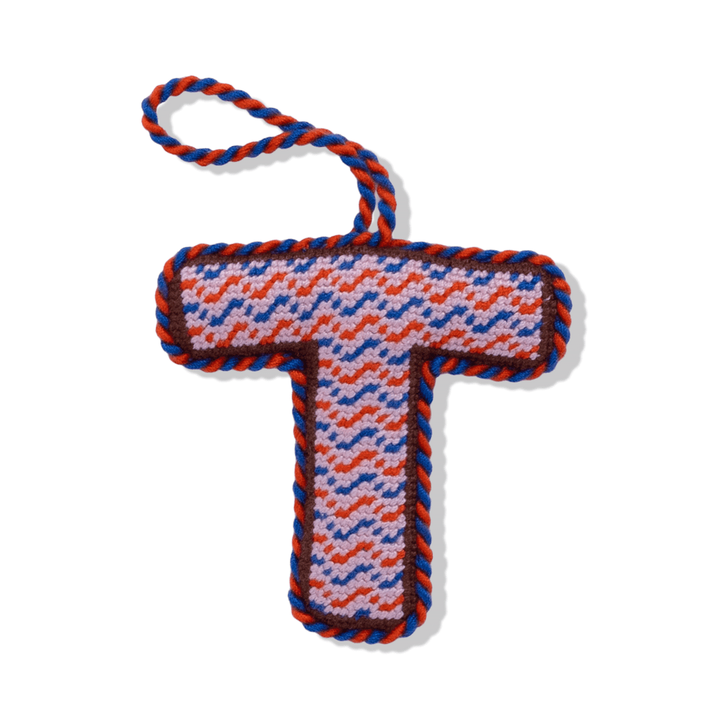 Needlepoint Monogram Ornament - T