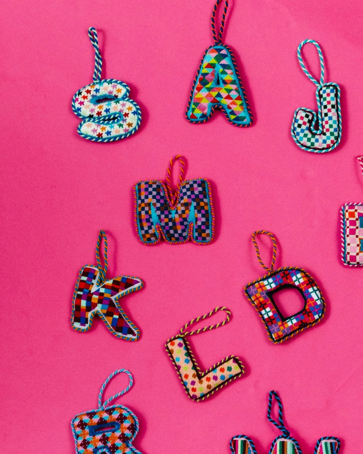 Needlepoint Monogram Ornament - M