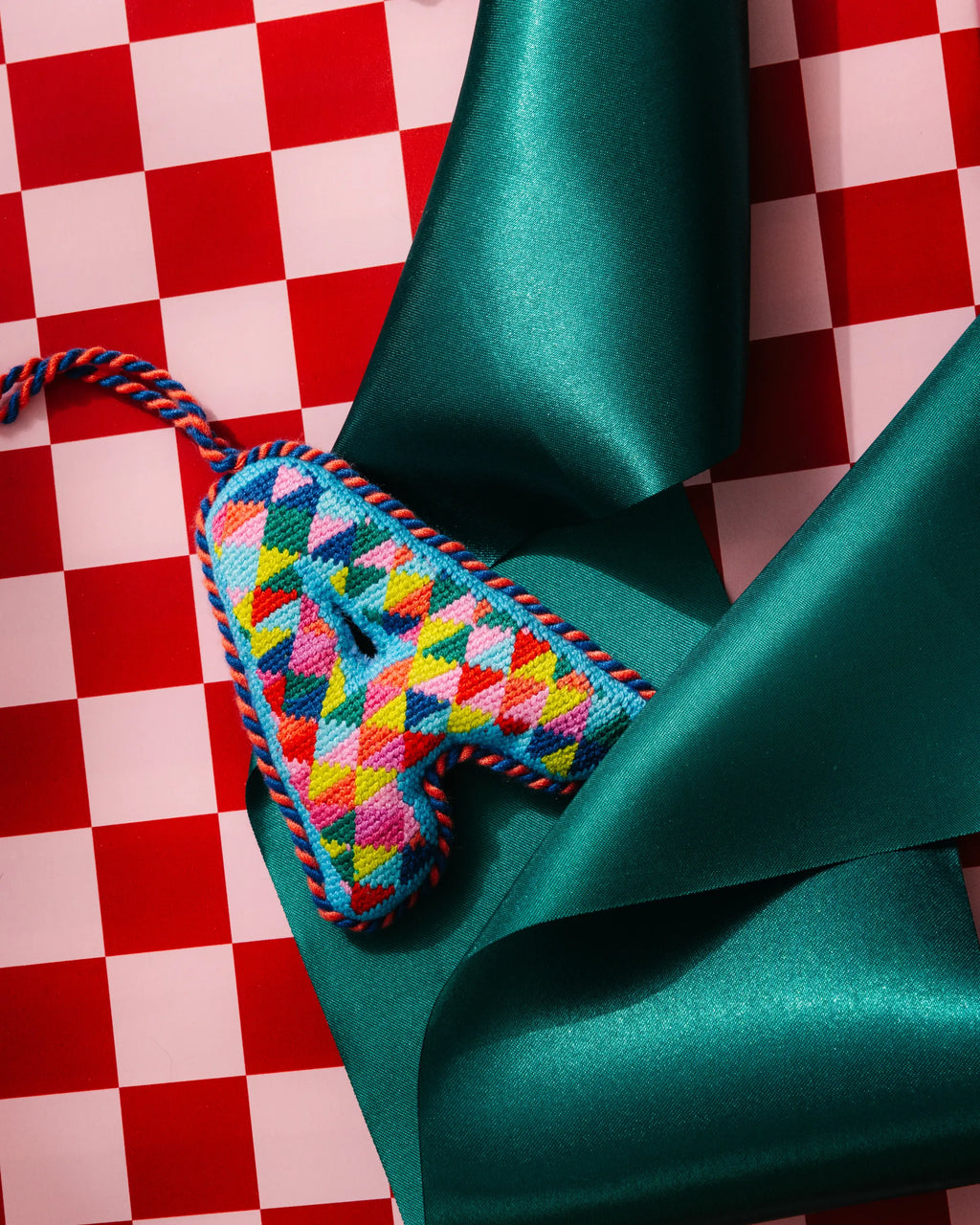 Needlepoint Monogram Ornament - A