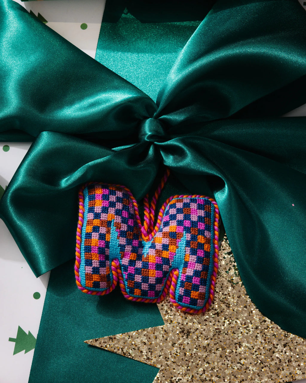 Needlepoint Monogram Ornament - M