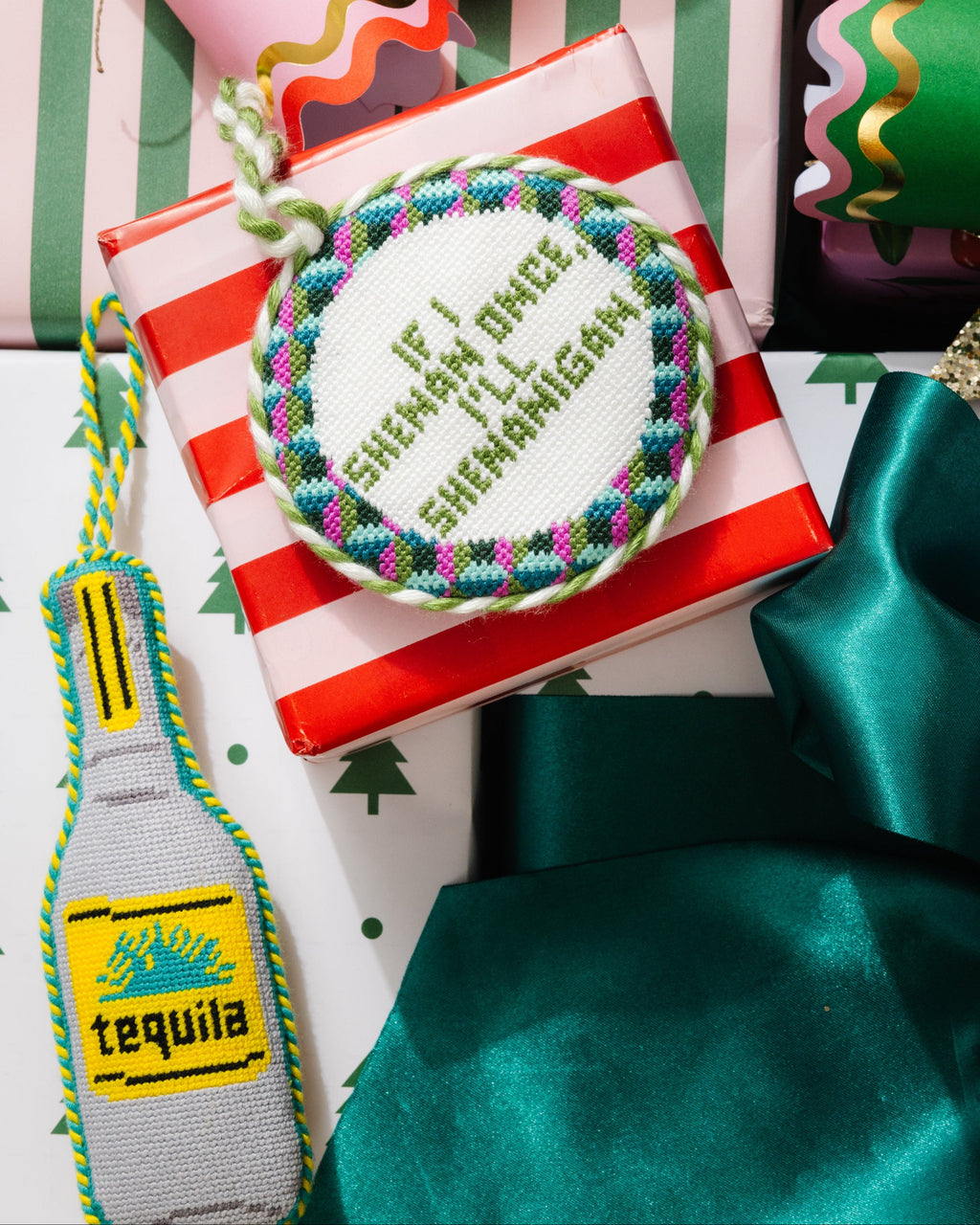 Needlepoint Icon Ornament - Tequila Bottle