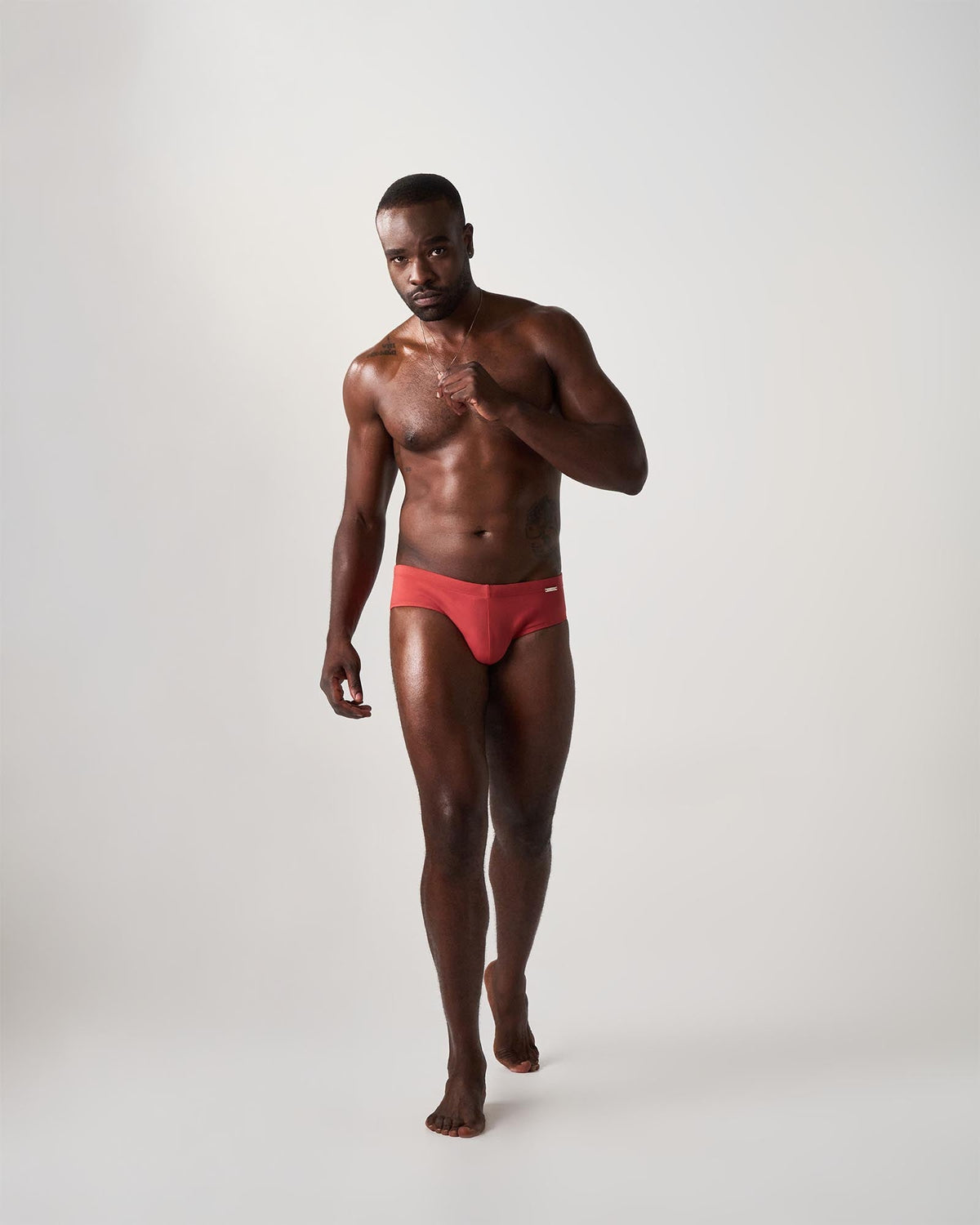 Teamm8 Statement Wide Swim Brief - Terracotta