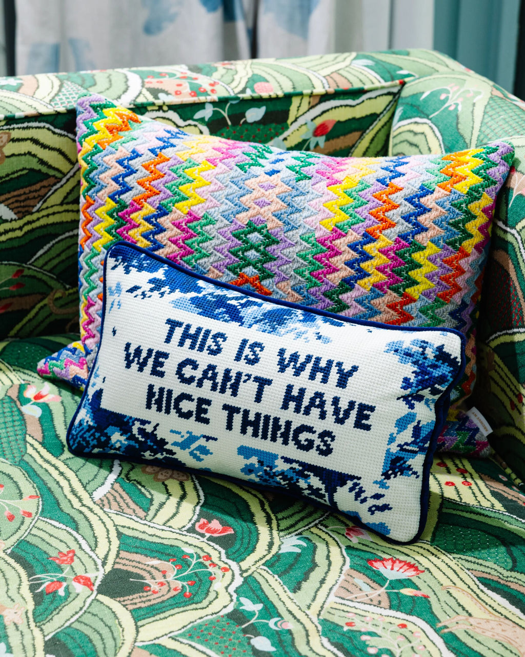 Nice Things Needlepoint Pillow