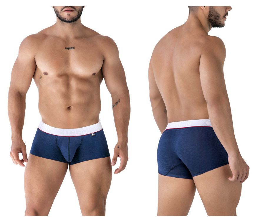 Xtremen Contrast Waistband Microfiber Trunks - Dark Blue