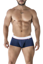 Xtremen Contrast Waistband Microfiber Trunks - Dark Blue