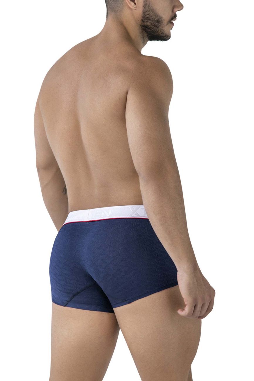 Xtremen Contrast Waistband Microfiber Trunks - Dark Blue