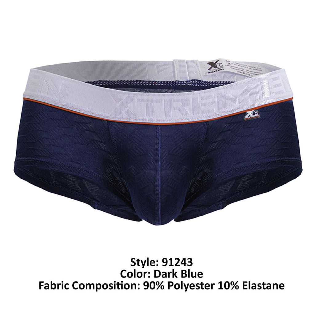 Xtremen Contrast Waistband Microfiber Trunks - Dark Blue