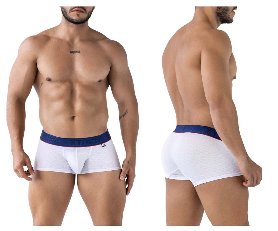 Xtremen Contrast Waistband Microfiber Trunks - White