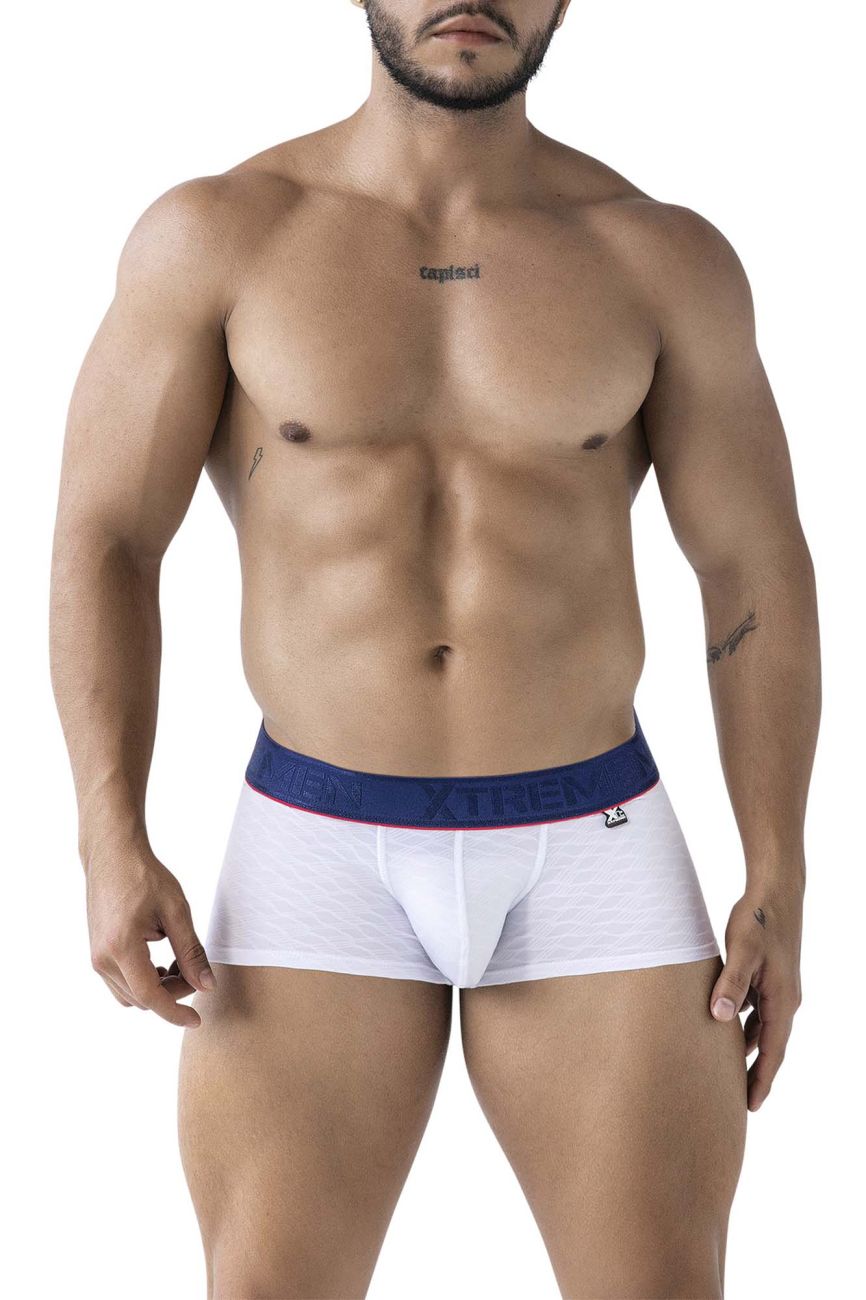 Xtremen Contrast Waistband Microfiber Trunks - White