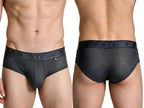 Xtremen Microfiber Mesh Metallic Logo Briefs - Gray