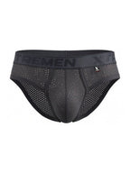 Xtremen Microfiber Mesh Metallic Logo Briefs - Gray