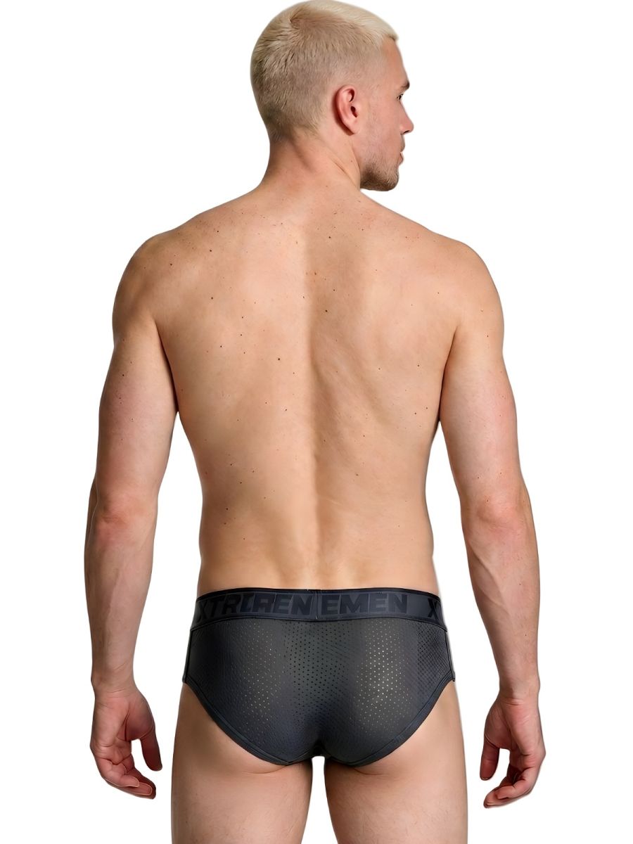 Xtremen Microfiber Mesh Metallic Logo Briefs - Gray