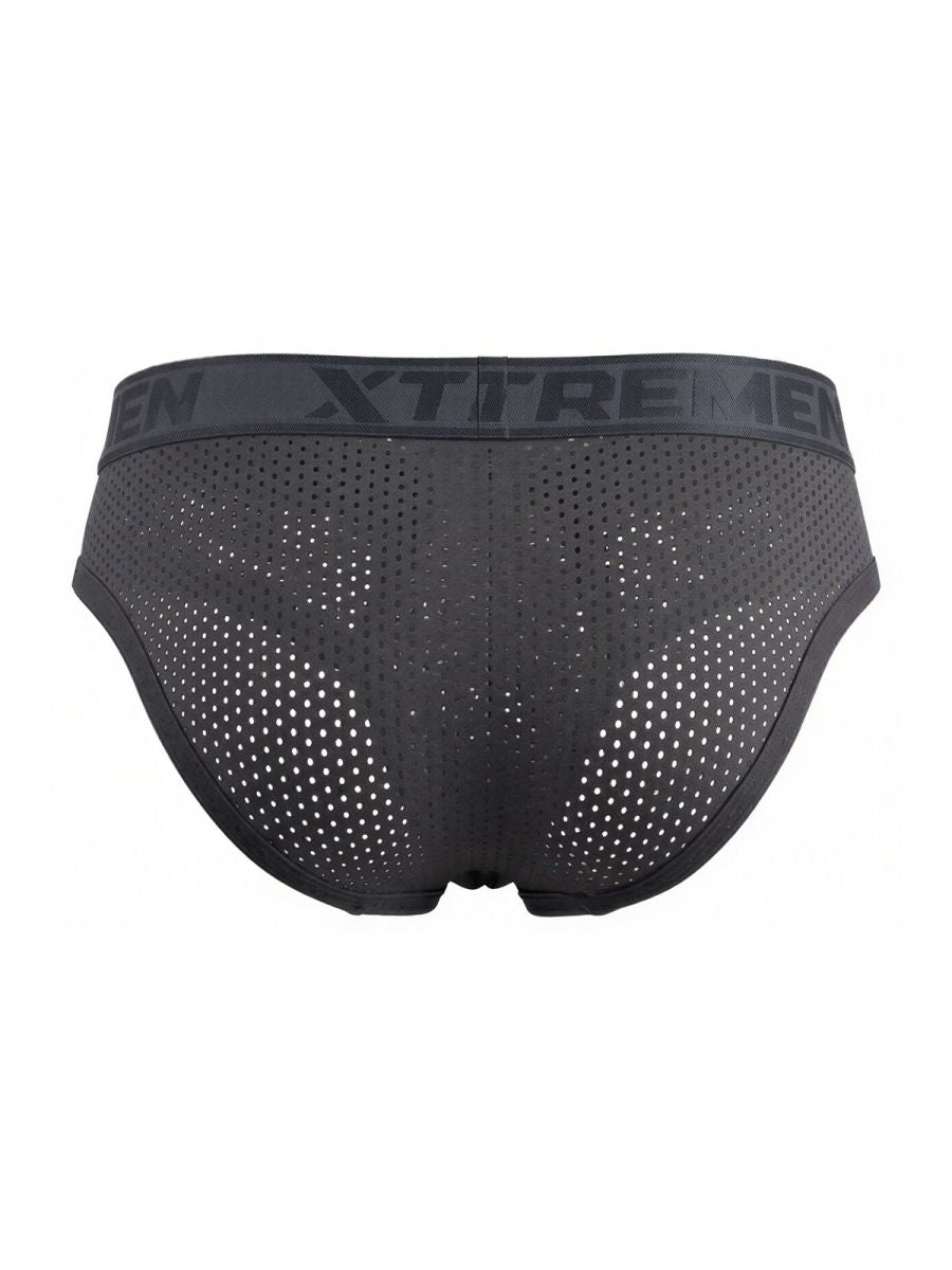 Xtremen Microfiber Mesh Metallic Logo Briefs - Gray