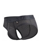 Xtremen Microfiber Mesh Metallic Logo Briefs - Gray