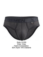 Xtremen Microfiber Mesh Metallic Logo Briefs - Gray