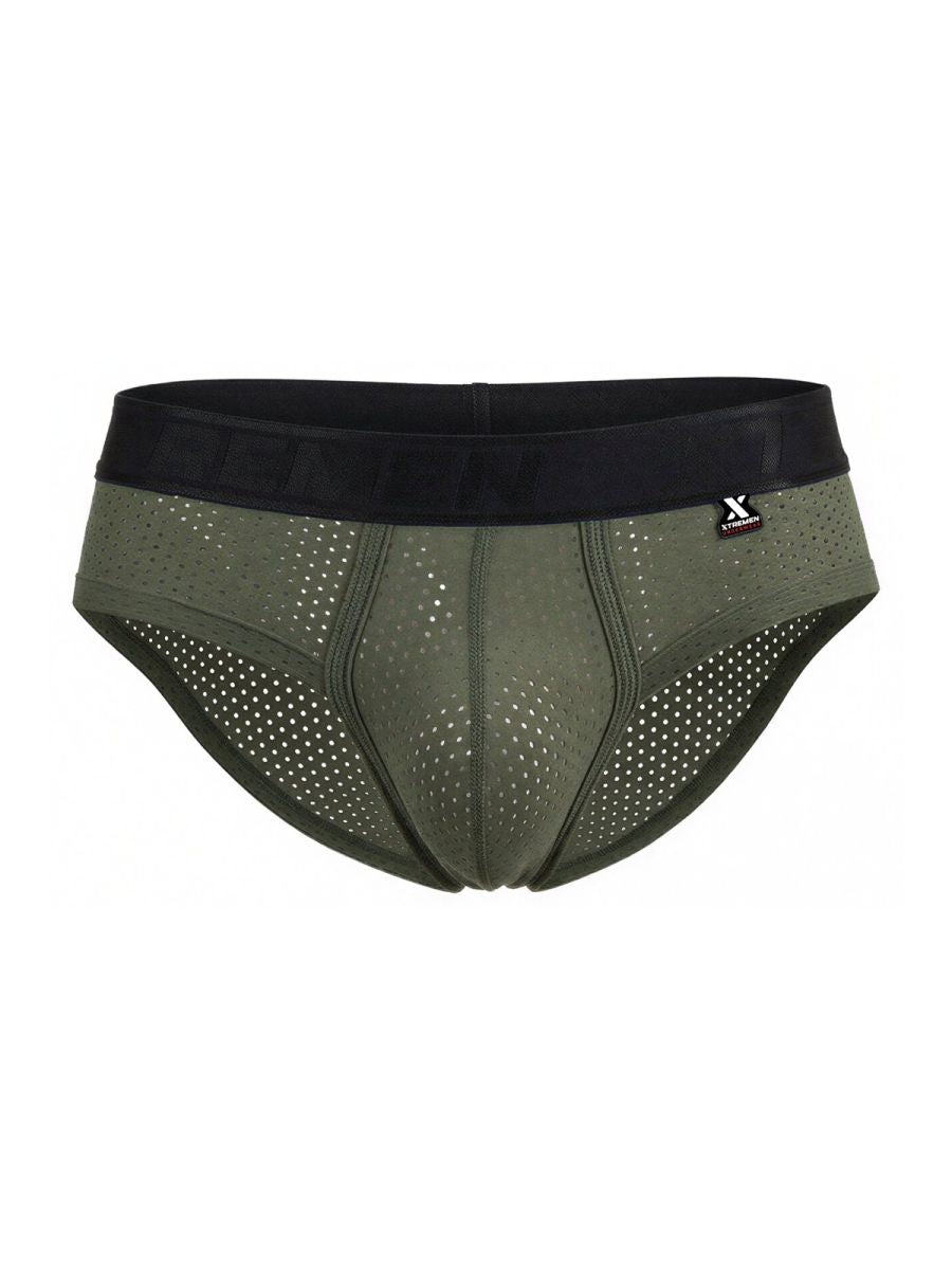 Xtremen Microfiber Mesh Briefs - Military Green