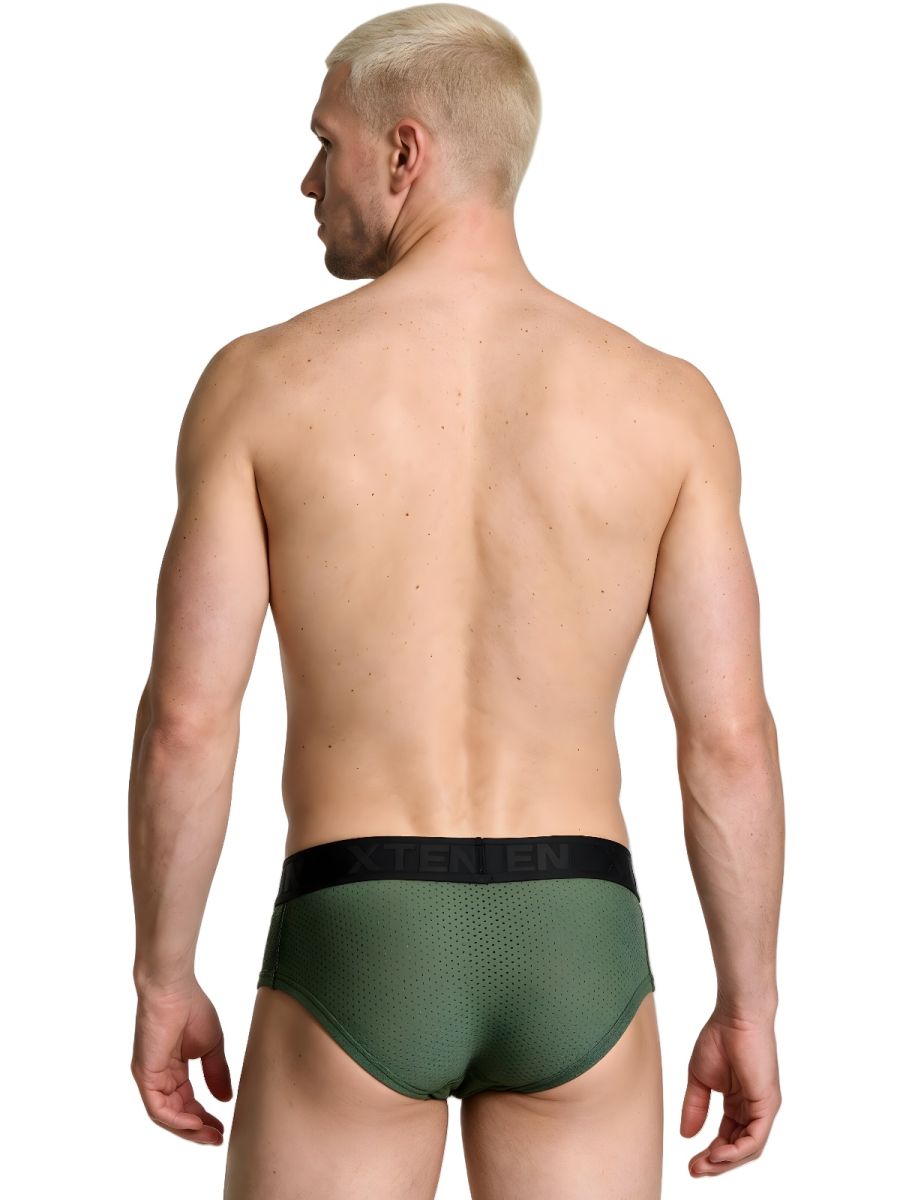 Xtremen Microfiber Mesh Briefs - Military Green