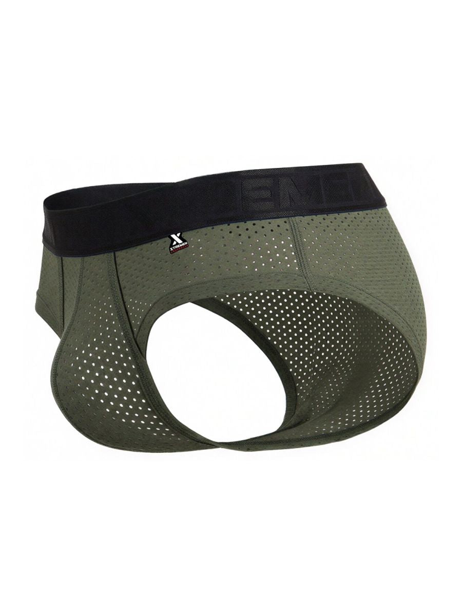 Xtremen Microfiber Mesh Briefs - Military Green