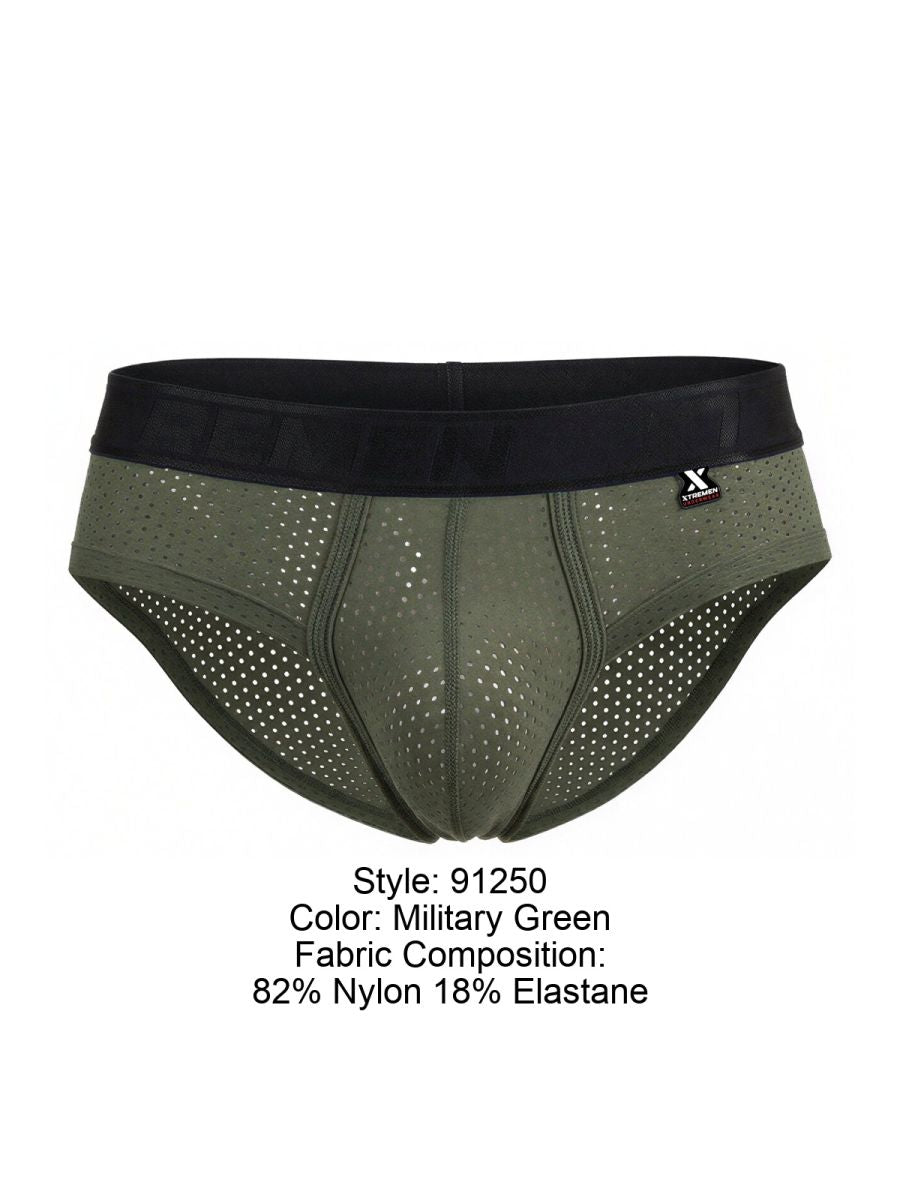 Xtremen Microfiber Mesh Briefs - Military Green