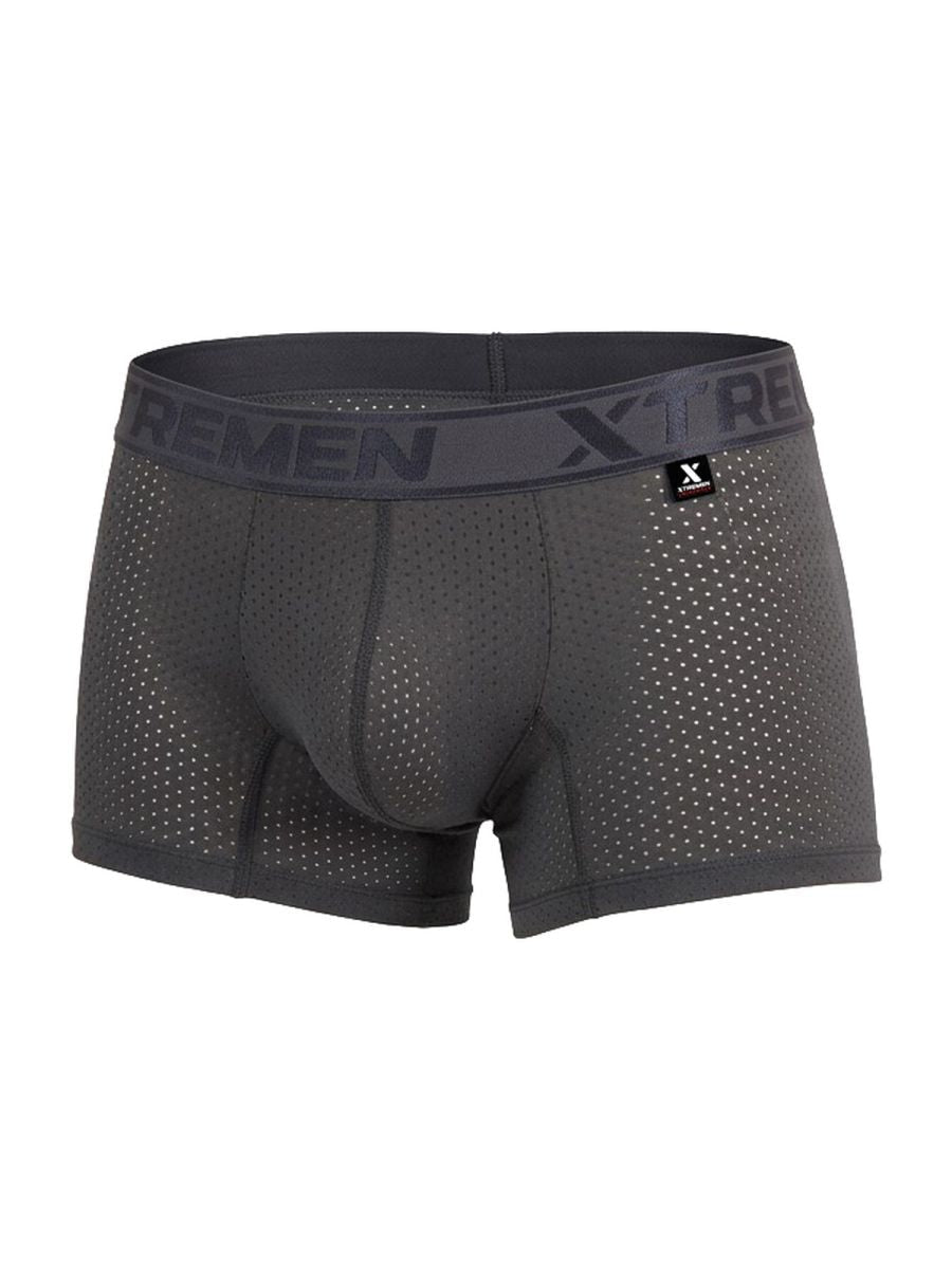 Xtremen Microfiber Mesh Boxer Briefs - Gray