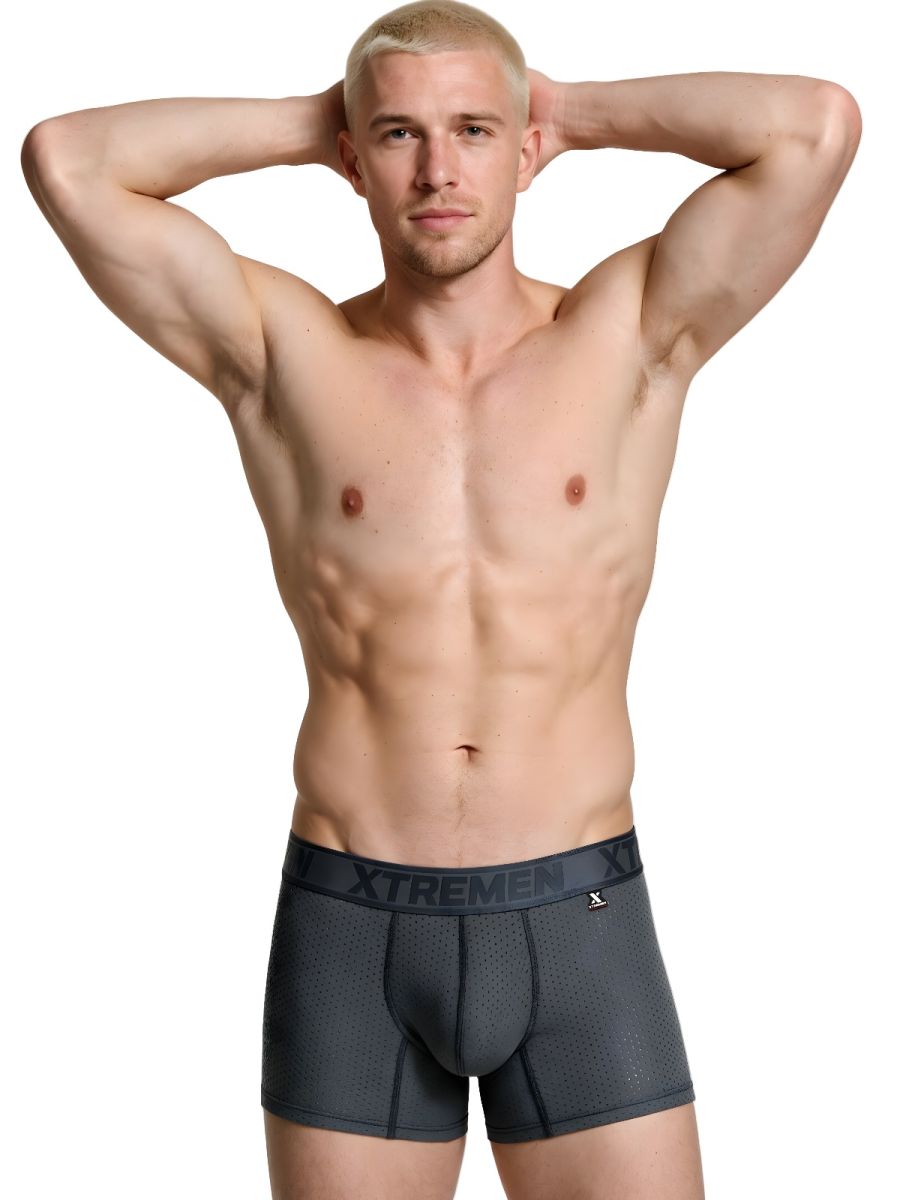 Xtremen Microfiber Mesh Boxer Briefs - Gray