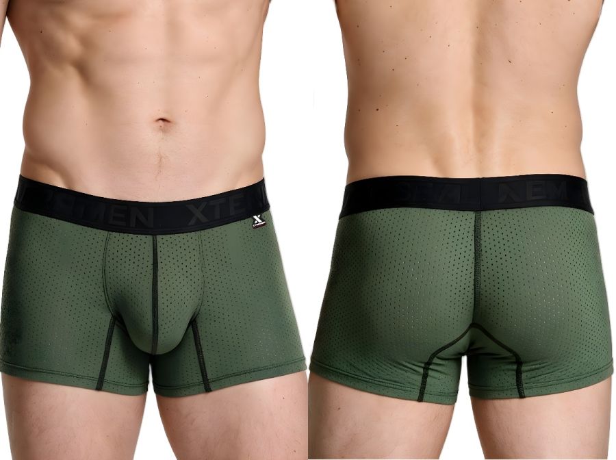 Xtremen Microfiber Mesh Boxer Briefs - Military Green