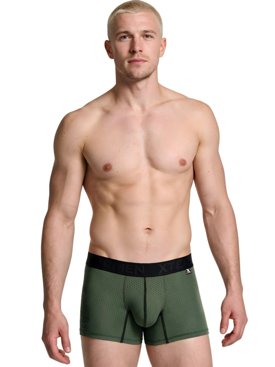 Xtremen Microfiber Mesh Boxer Briefs - Military Green