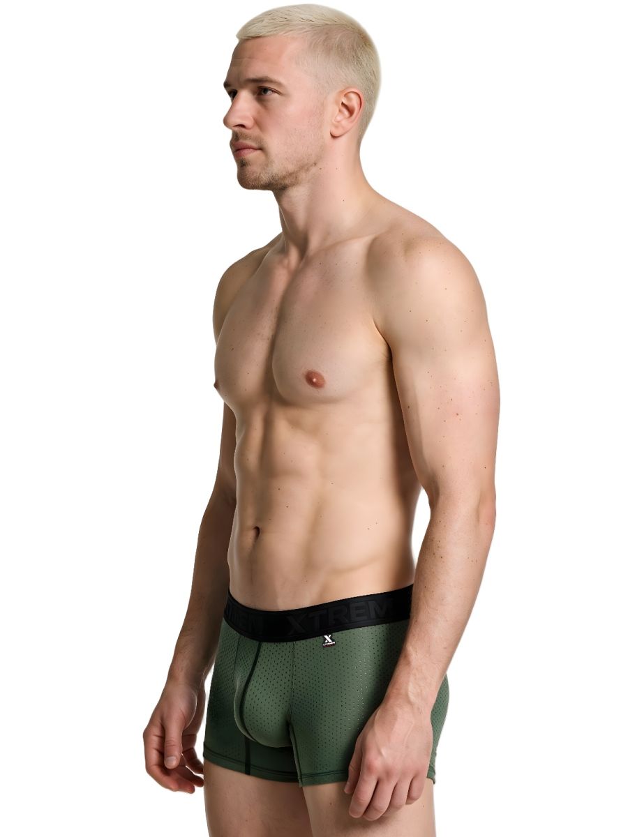 Xtremen Microfiber Mesh Boxer Briefs - Military Green