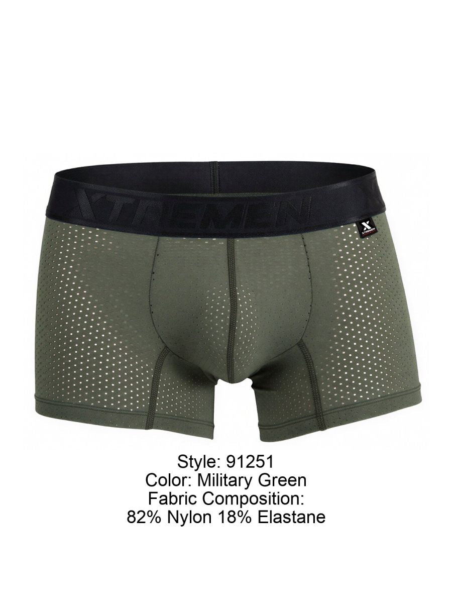 Xtremen Microfiber Mesh Boxer Briefs - Military Green