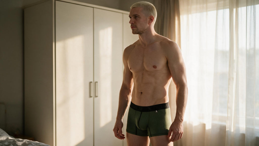 Xtremen Microfiber Mesh Boxer Briefs - Military Green
