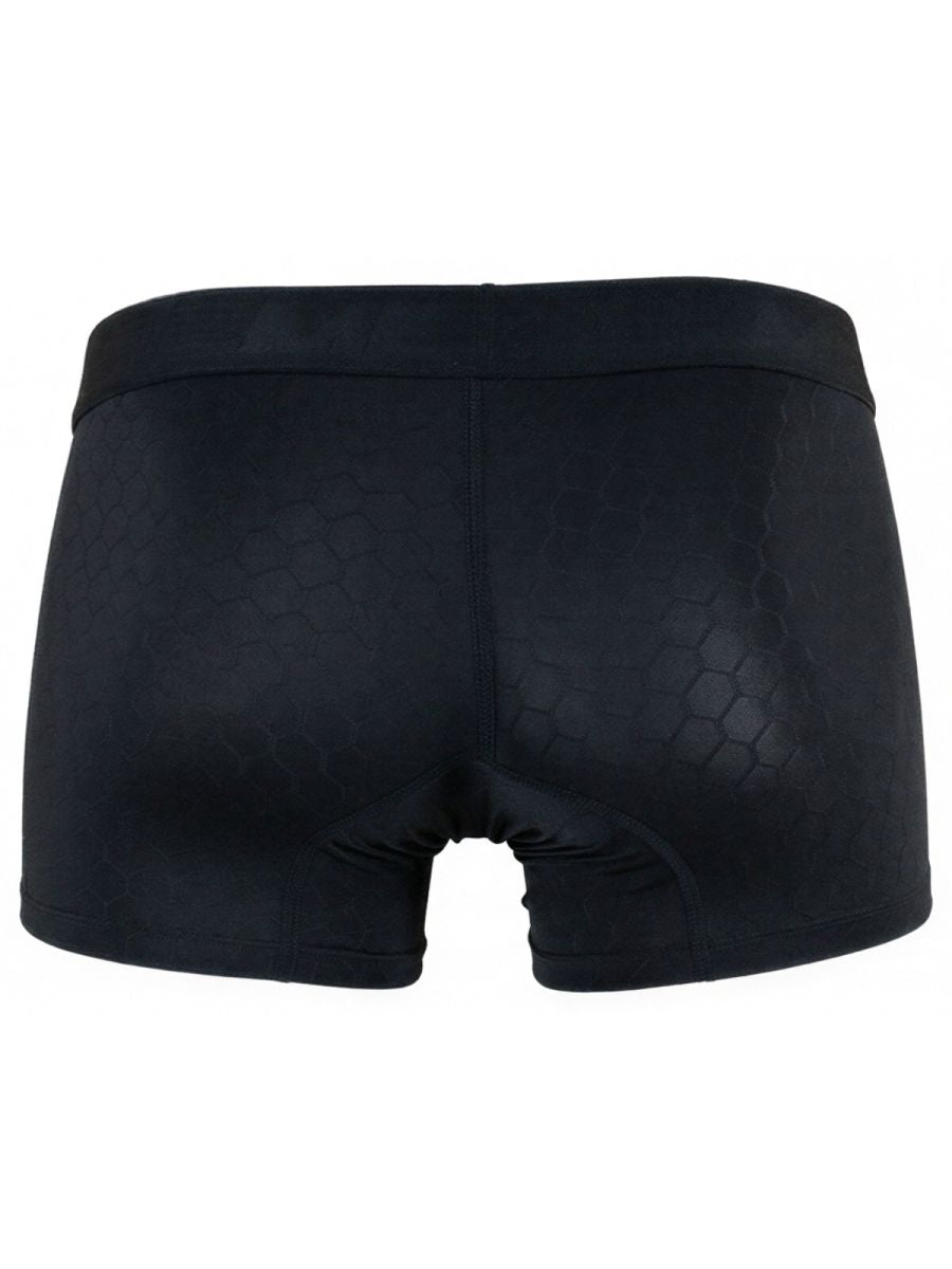 Xtremen Sleek Microfiber Honeycomb Boxer Briefs - Black