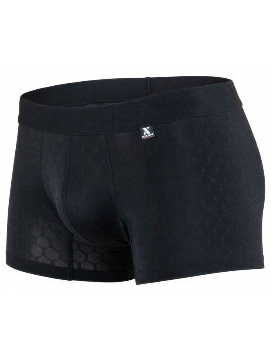 Xtremen Sleek Microfiber Honeycomb Boxer Briefs - Black