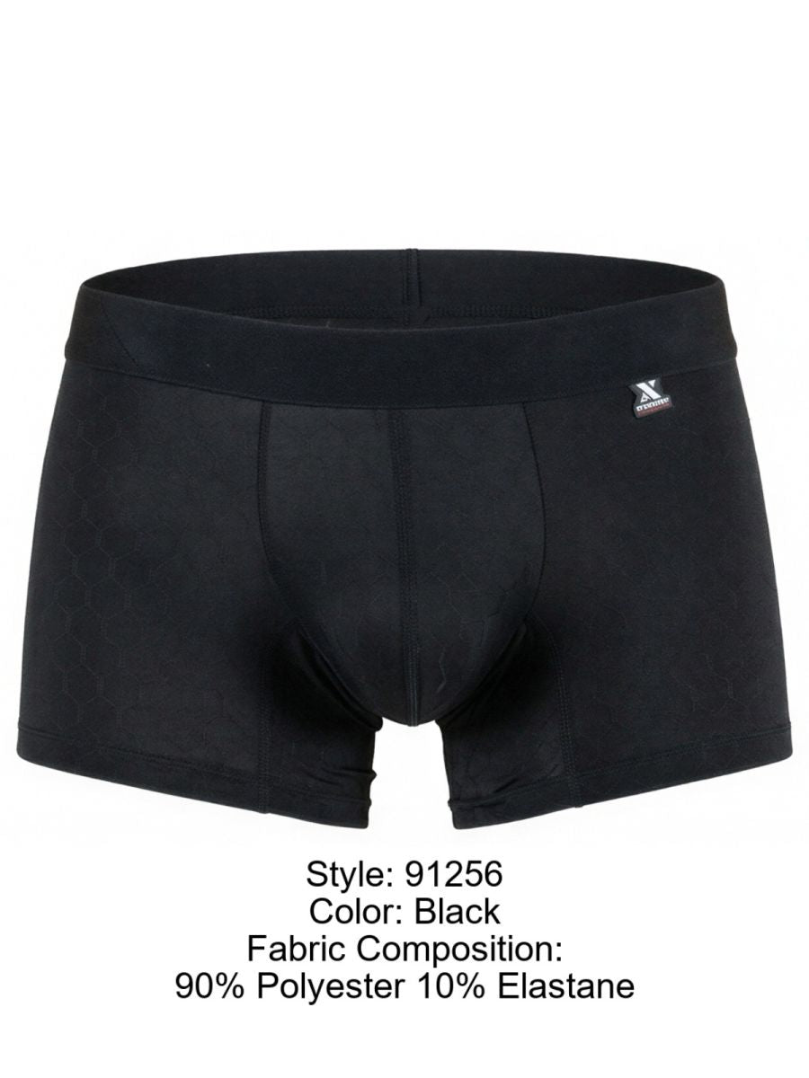 Xtremen Sleek Microfiber Honeycomb Boxer Briefs - Black